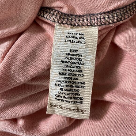 Soft Surroundings Top Women Medium Textured Waffle Layer V Neck Blouse Pink - Picture 7 of 9